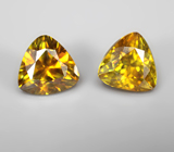 Пара зеленовато-желтых сфалеритов 2,14 карата 