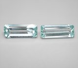 Пара аквамаринов редкой огранки высокой чистоты 7,04 карата 