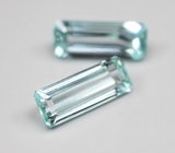 Пара аквамаринов редкой огранки высокой чистоты 7,04 карата 