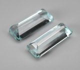 Пара аквамаринов редкой огранки высокой чистоты 7,04 карата 