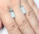 Пара аквамаринов редкой огранки высокой чистоты 7,04 карата 