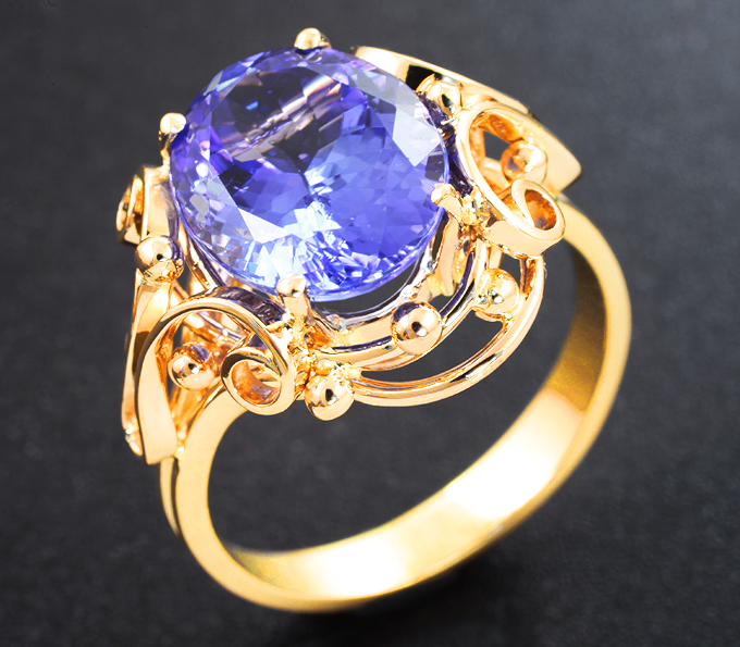 Кольцо с танзанитом 5,52 карата