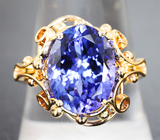 Кольцо с танзанитом 5,52 карата Золото