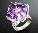 Кольцо с аметистом лазерной огранки 22,55 карата  Серебро 925