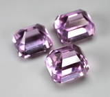 Крупный набор из 3 кунцитов высокой чистоты 20,81 карата 