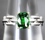 Кольцо из серебра и золота c ярким «неоновым» цаворитом 1,15 карата