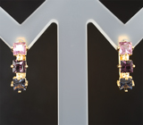 Золотые серьги с разноцветными шпинелями 1,3 карата Золото