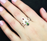 Авторский комплект «Конструктор» из серебра и золота с цаворитами и пиропами гранатами 