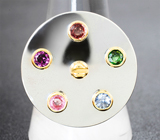 Авторский комплект «Конструктор» из серебра и золота с сапфирами, танзанитами, цитринами, родолитами и альмандинами гранатами 