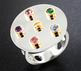 Авторский комплект «Конструктор» из серебра и золота с сапфирами, танзанитами, цитринами, родолитами и альмандинами гранатами