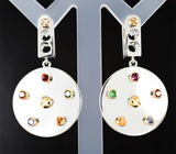 Авторский комплект «Конструктор» из серебра и золота с сапфирами, танзанитами, цитринами, родолитами и альмандинами гранатами