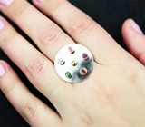 Авторский комплект «Конструктор» из серебра и золота с сапфирами, танзанитами, цитринами, родолитами и альмандинами гранатами