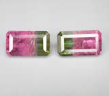 Редкая крупная пара контрастных арбузных турмалинов 12,6 карата 