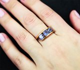 Золотое кольцо с чистейшими яркими танзанитами 2,8 карата