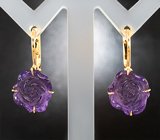 Серьги с резными аметистами 16 карата