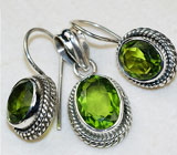 Комплект с ярко-зеленым кварцем Серебро 925