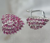 Роскошные серьги с ярко-розовыми сапфирами Серебро 925