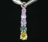 Кулон с разноцветными сапфирами Серебро 925
