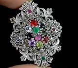 Великолепный кулон с самоцветами Серебро 925