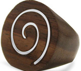 Кольцо "Спираль" из пальмового дерева Серебро 925