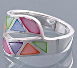 Кольцо "Мозаика" с разноцветным перламутром Серебро 925