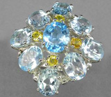 Прелестное кольцо с голубыми топазами Серебро 925