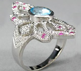 Эффектное кольцо с голубым топазом Серебро 925