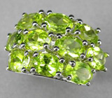 Стильное кольцо с яркими перидотами Серебро 925