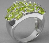 Стильное кольцо с яркими перидотами Серебро 925
