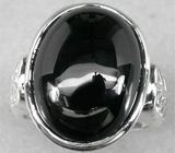Кольцо с крупным кабошоном черной шпинели Серебро 925