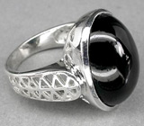 Кольцо с крупным кабошоном черной шпинели Серебро 925