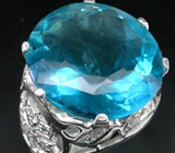 Кольцо с крупным ярко-синим флюоритом и сапфирами Серебро 925