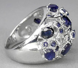 Эффектное кольцо с синими сапфирами Серебро 925