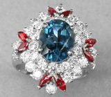 Превосходное кольцо с топазом и сапфирами Серебро 925