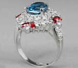 Превосходное кольцо с топазом и сапфирами Серебро 925