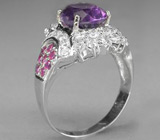 Кольцо с ярким аметистом и рубинами Серебро 925