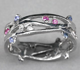 Авангардное кольцо с сапфирами Серебро 925