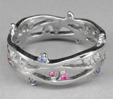 Авангардное кольцо с сапфирами Серебро 925