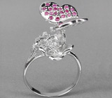 Кольцо-скульптура «Бабочка» с рубинами Серебро 925