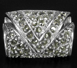 Эффектное высокое кольцо с марказитами Серебро 925