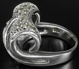 Эффектное высокое кольцо с марказитами Серебро 925