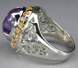 Кабошон аметиста в кольце сапфиров Серебро 925