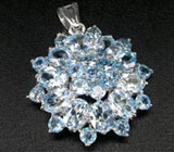 Великолепный кулон с голубыми топазами Серебро 925