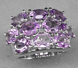 Эффектное кольцо с аметистами Серебро 925