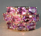 Эффектное кольцо с аметистами Серебро 925