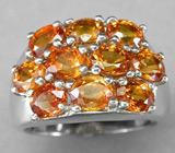 Кольцо с золотистыми сапфирами Серебро 925