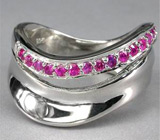 Стильное кольцо с пурпурными сапфирами Серебро 925