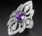 Эффектное кольцо с аметистом Серебро 925