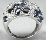 Оригинальное кольцо с синими сапфирами Серебро 925