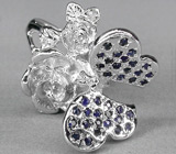 Кольцо-скульптура «Бабочка» с сапфирами Серебро 925